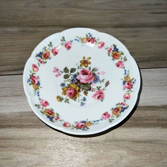 Vintage Limoges Floral Rose Porcelain Bowl White Pink And Green Made In France - Picture 2 of 11